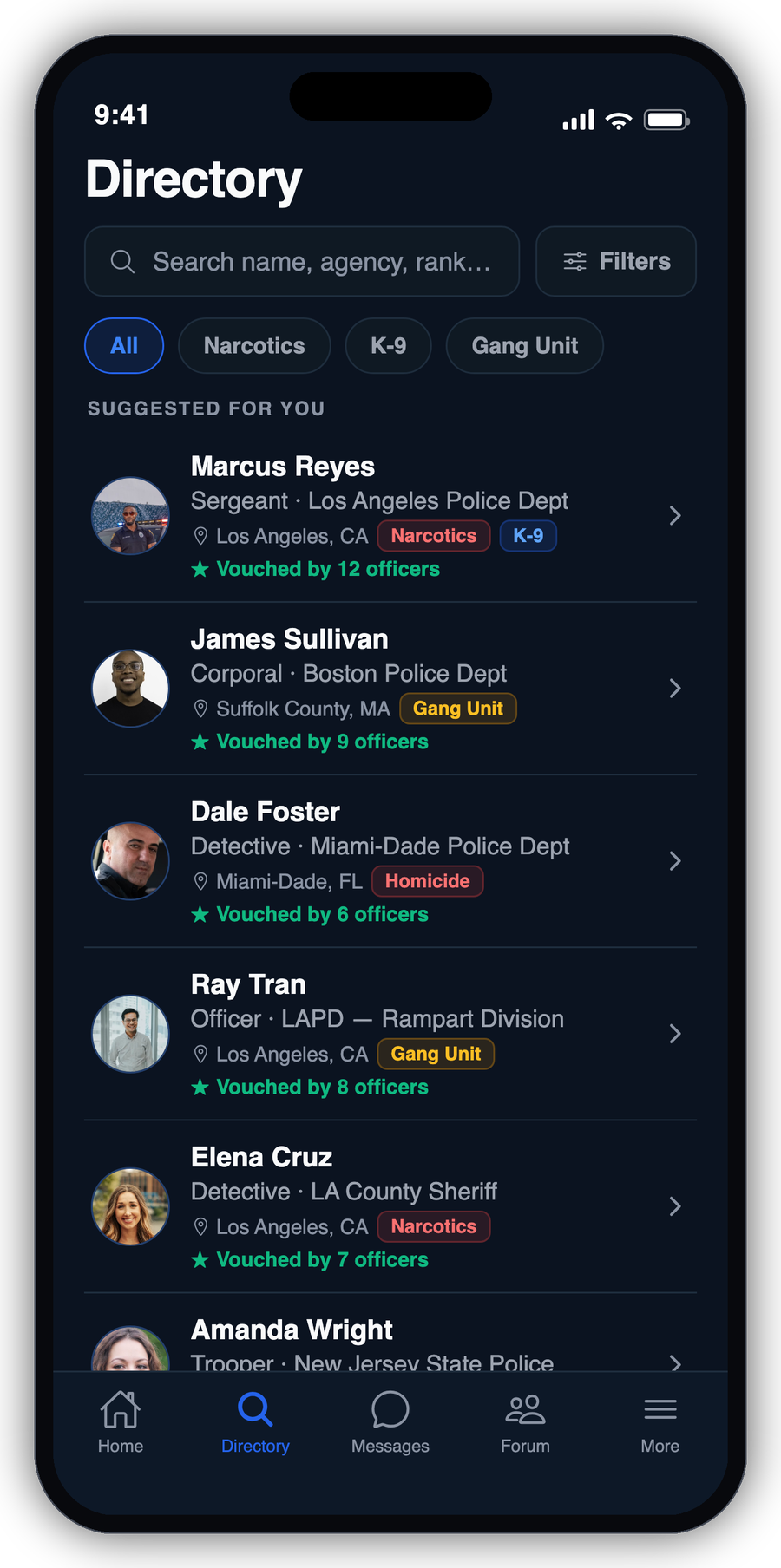 Gridline, the verified officer directory
